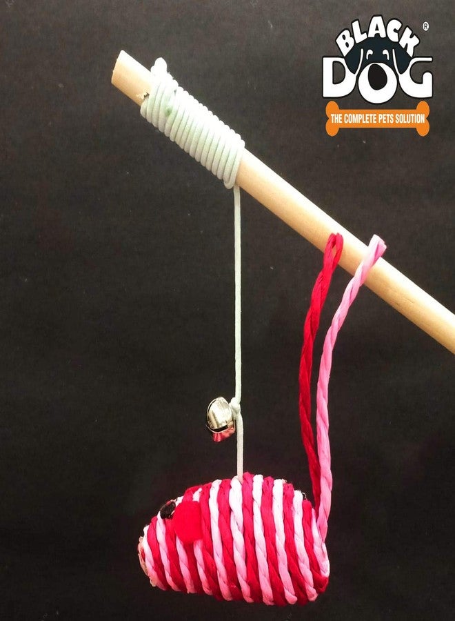 Black Dog Cat Toy Mouse Stick, Kitten Toys for Stick Mouse with Rope,Inside Interactive Cat Toys Kitten/Puppy Exercise Multi Color Stick Mouse Toys, Safe for Your Kitty/Cat - Image 2
